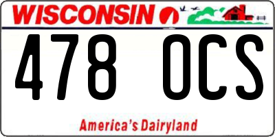 WI license plate 478OCS