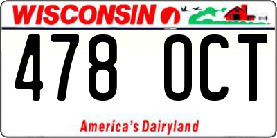 WI license plate 478OCT