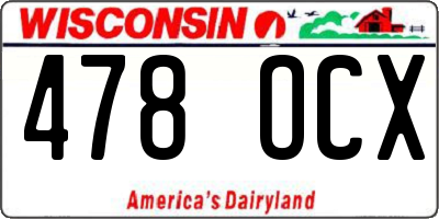 WI license plate 478OCX