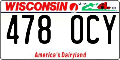 WI license plate 478OCY
