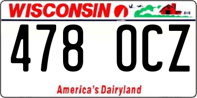 WI license plate 478OCZ