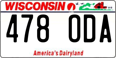 WI license plate 478ODA
