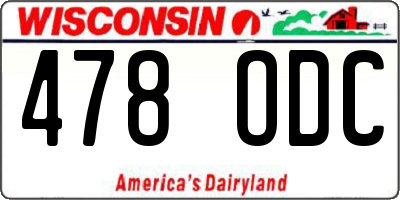 WI license plate 478ODC