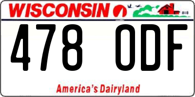 WI license plate 478ODF