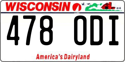 WI license plate 478ODI