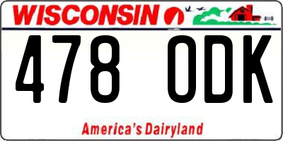 WI license plate 478ODK