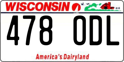 WI license plate 478ODL