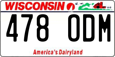 WI license plate 478ODM