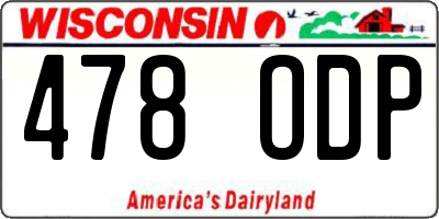 WI license plate 478ODP