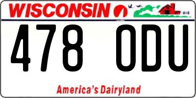WI license plate 478ODU