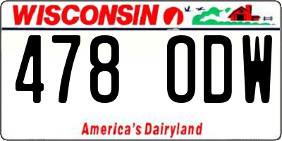 WI license plate 478ODW