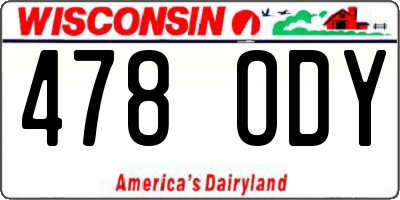 WI license plate 478ODY