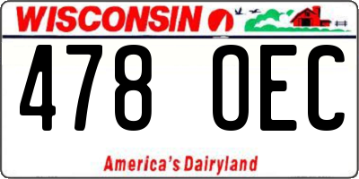 WI license plate 478OEC