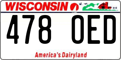 WI license plate 478OED