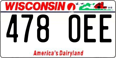WI license plate 478OEE