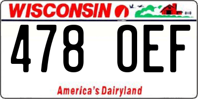 WI license plate 478OEF