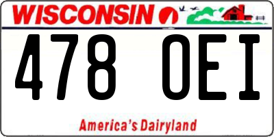 WI license plate 478OEI