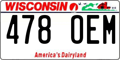 WI license plate 478OEM