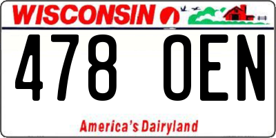 WI license plate 478OEN