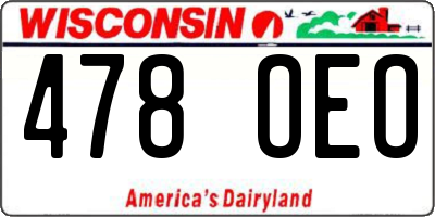 WI license plate 478OEO