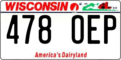 WI license plate 478OEP