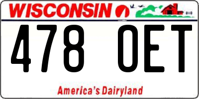 WI license plate 478OET