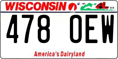 WI license plate 478OEW