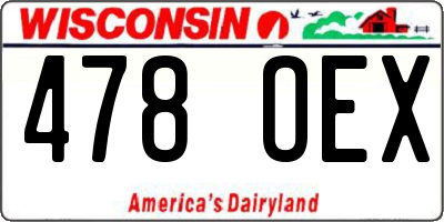 WI license plate 478OEX