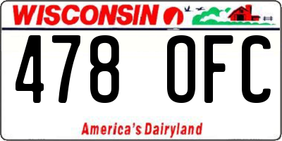 WI license plate 478OFC