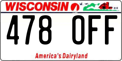 WI license plate 478OFF