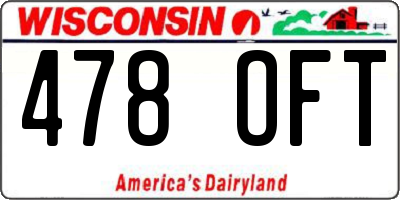 WI license plate 478OFT