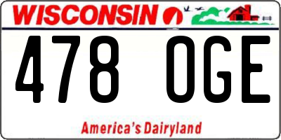 WI license plate 478OGE