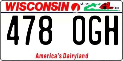 WI license plate 478OGH