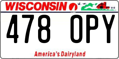 WI license plate 478OPY