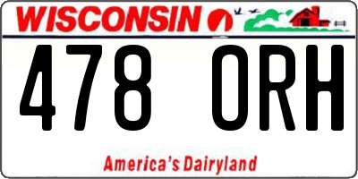 WI license plate 478ORH