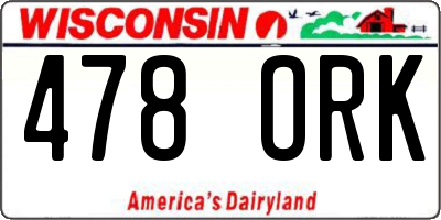 WI license plate 478ORK