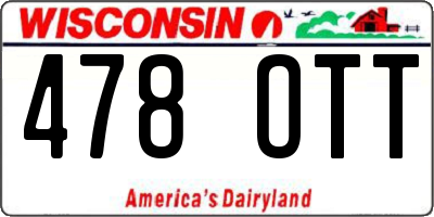 WI license plate 478OTT