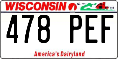 WI license plate 478PEF
