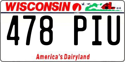 WI license plate 478PIU