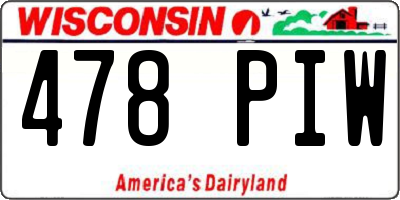 WI license plate 478PIW