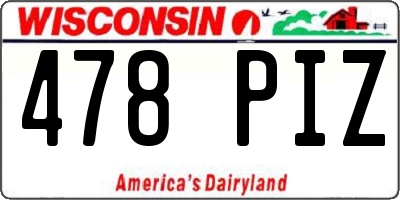 WI license plate 478PIZ