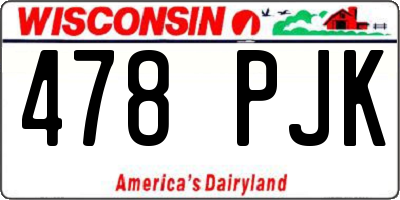 WI license plate 478PJK