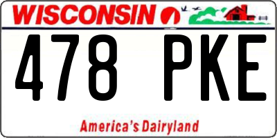 WI license plate 478PKE