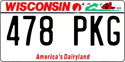 WI license plate 478PKG