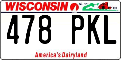 WI license plate 478PKL
