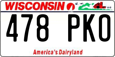 WI license plate 478PKO