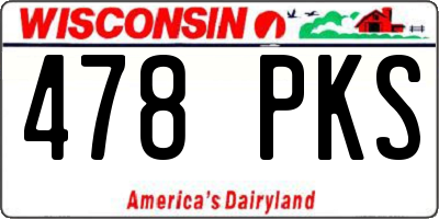 WI license plate 478PKS
