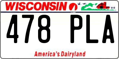 WI license plate 478PLA