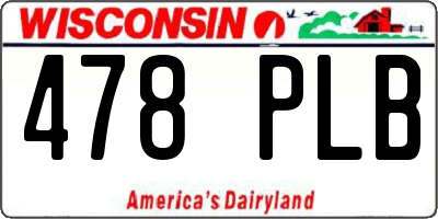 WI license plate 478PLB