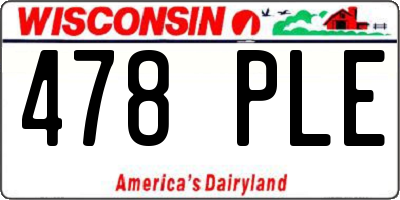 WI license plate 478PLE